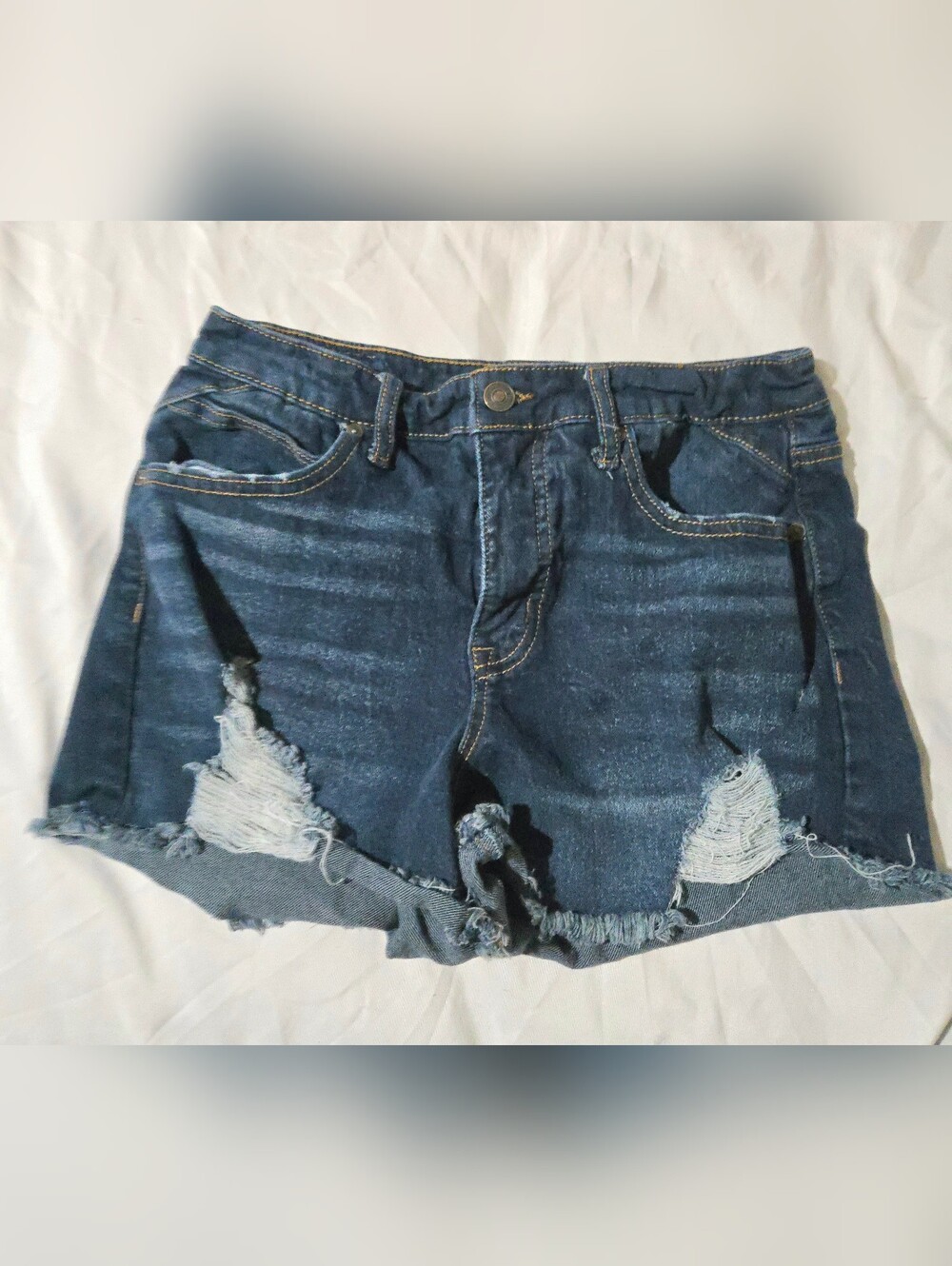 Sophia Jeans Chi Short Women's Dark Blue Distressed Denim Shorts Size 4 Summer